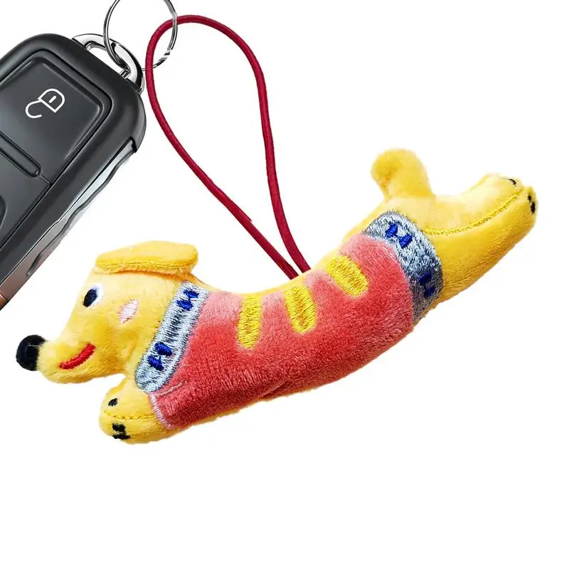 Keychain Pendant Dog Plush Cute Bag Charm Dachshund Ornament Keychain Charm Car Ornaments Cartoon Dachshund Plush Toys Keychain