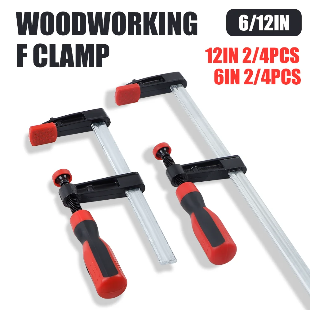 2/4Pcs 6/12Inch F Clamps, Steel Heavy Duty Woodworking Bar Clips for Carpentry/Workshop/Furniture Assembly, Woodworking Tools