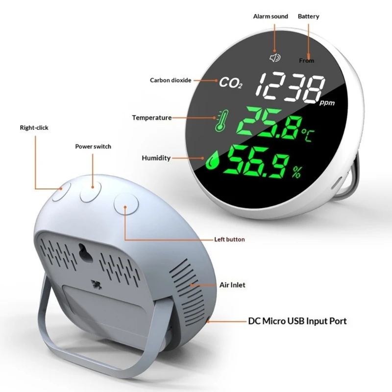 

Детектор CO2, Мониторы качества воздуха в помещении, Цифровой измеритель CO2, Детектор углекислого газа, Тестер воздуха для CO2