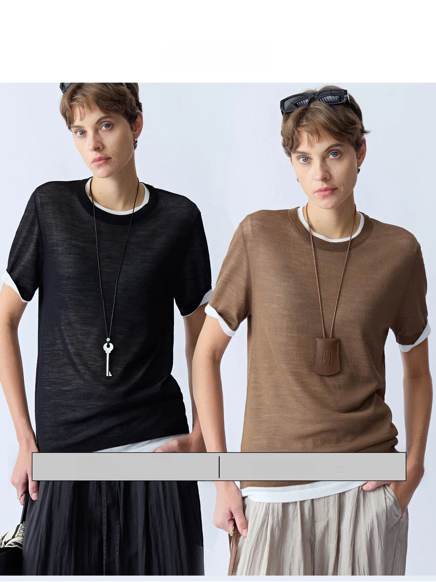 

Вязаный комплект из шерсти и шелка с коротким рукавом: свитер и топ для женщин, идеальный для весны, создающий ощущение комфорта и простоты.