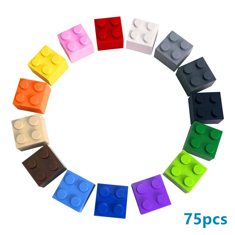 

75pcs DIY Building Blocks MOC Small Particle Figure Bricks Parts Tile 2x2 Compatible With 3003 Educational Toys for Children