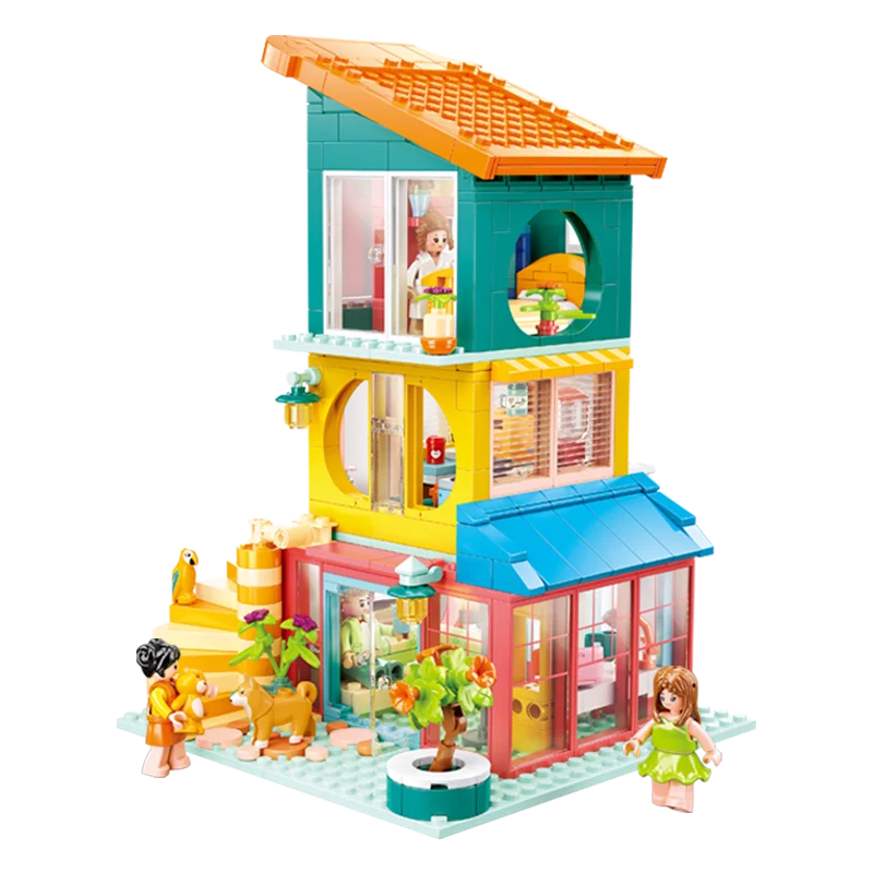 571 pz colorato impilabile casa cucina camera da letto soggiorno fai da te impilabile edificio giocattolo modulare decorazione Desktop regalo di festa per bambini