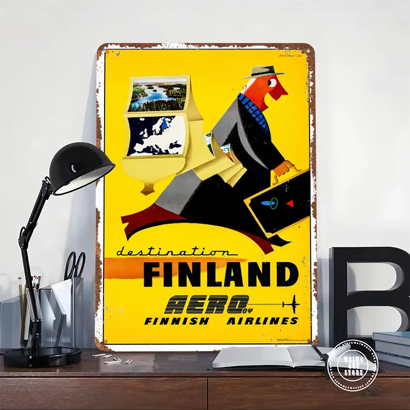 Finland Travel Tinplate Poster Customized Wall Art Retro Vintage Metal Signs for Fans Modern Home Decoration Ornaments House