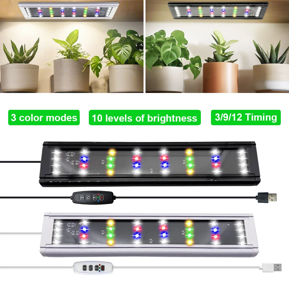 

Освещение роста растений Светодиодный светильник роста Полный спектр подставки для комнатных растений вставить таймер освещения Трехцветная регулировка яркости