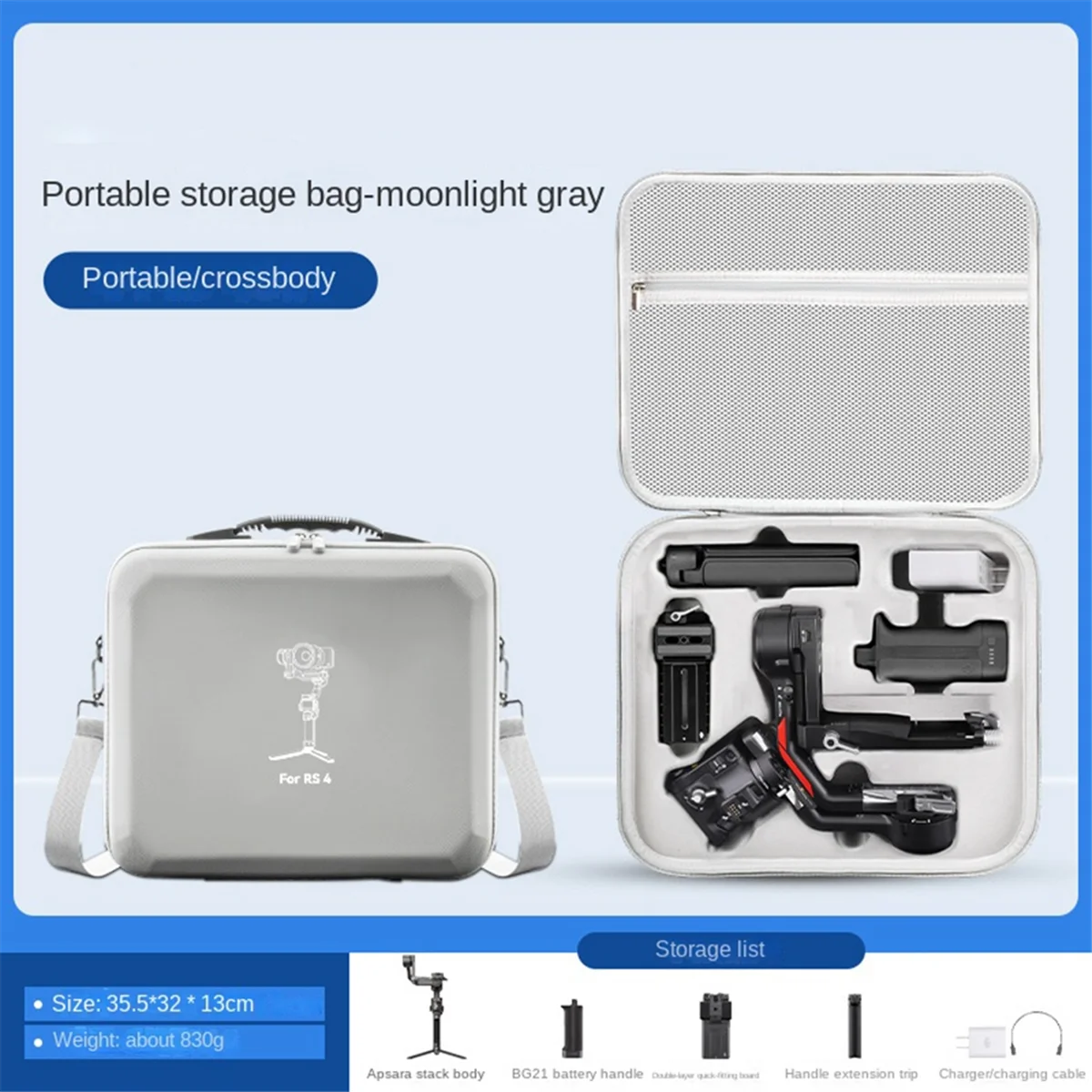 For DJI Ronin RS 4 Storage Case Gimbal Stabilizer Accessories Handbag RS4 Suitcase Hardshell Black