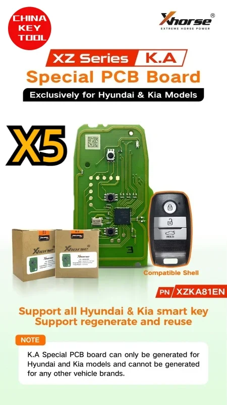 5PCS Xhorse XZKA81EN Special PCB Remote Key 3 Buttons Exclusively for Hyundai & Kia do not include key shell