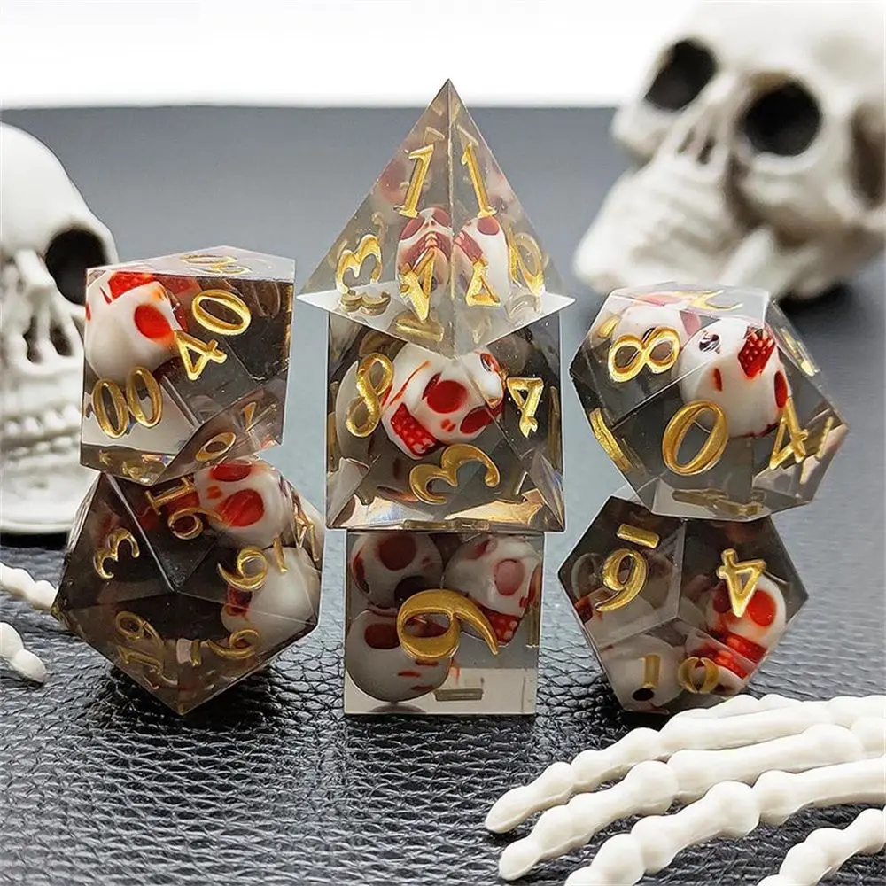 7Pcs D6 D8 D10 D12 D20 Coulorful Multi Sides Polyhedral Dice Set Resin Dices Table Games Accessory For D&d DND Party Supply