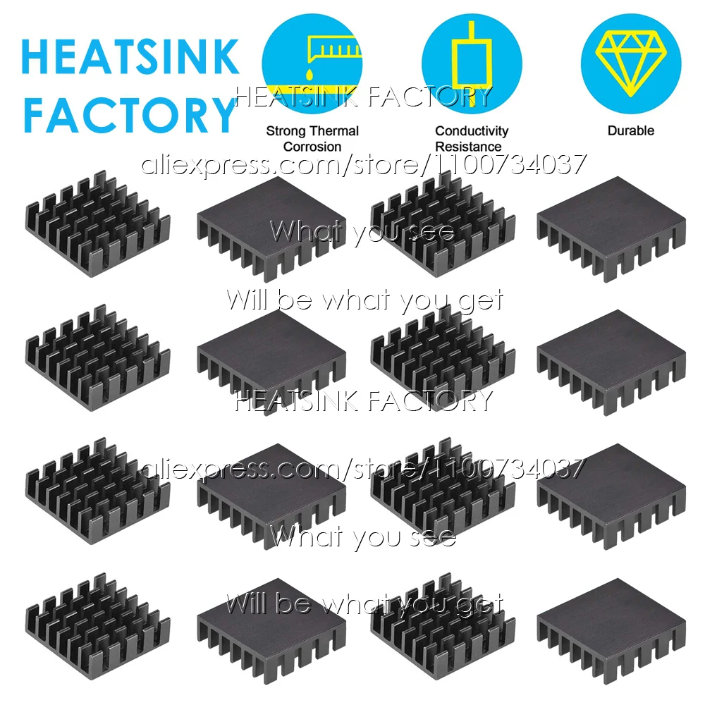 20x20x6mm Black Aluminum Heatsink Fans & Cooling Radiator Cooler for MOS GPU IC Chip Electronic