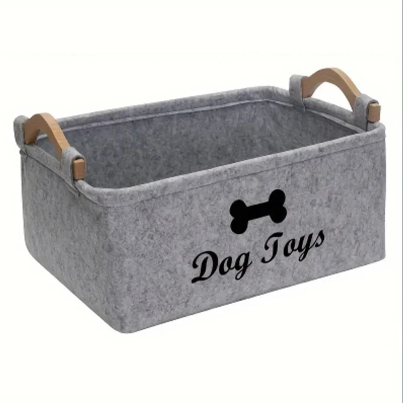 Toy Dog Basket Pet Storage Box Pet Toy Storage Accessory Felt Cat Supplise Container Bin Baskets Accessories Containers Organize