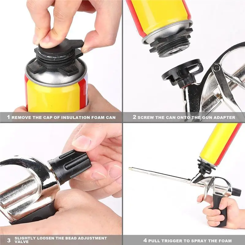 ABAH-Professional Grade 7.5 Inch Spray Foam Dispensing Gun 2 Pack Including Non-Stick Teflonized Basket And Needle Valve