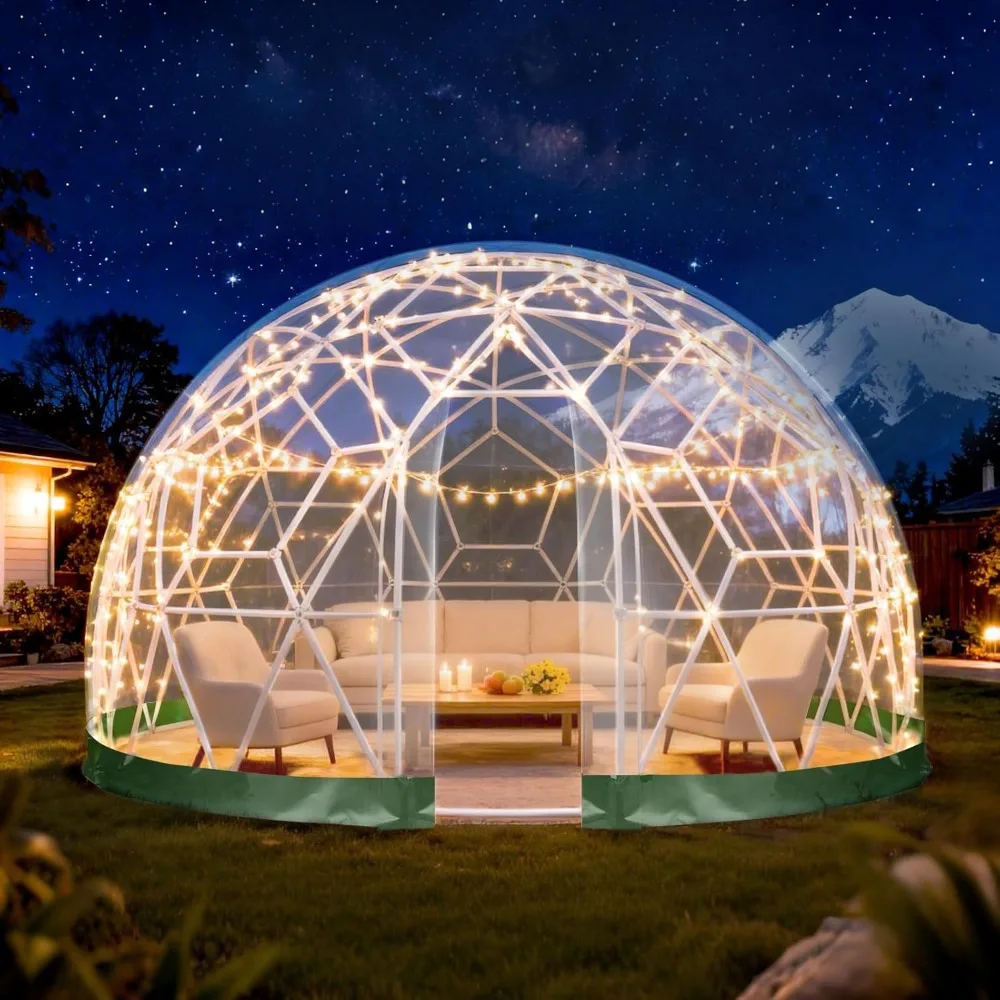 

Garden Dome Tent, 12*7.2 Feet, 360° Panoramic Spherical Greenhouse with PVC Transparent Cover.