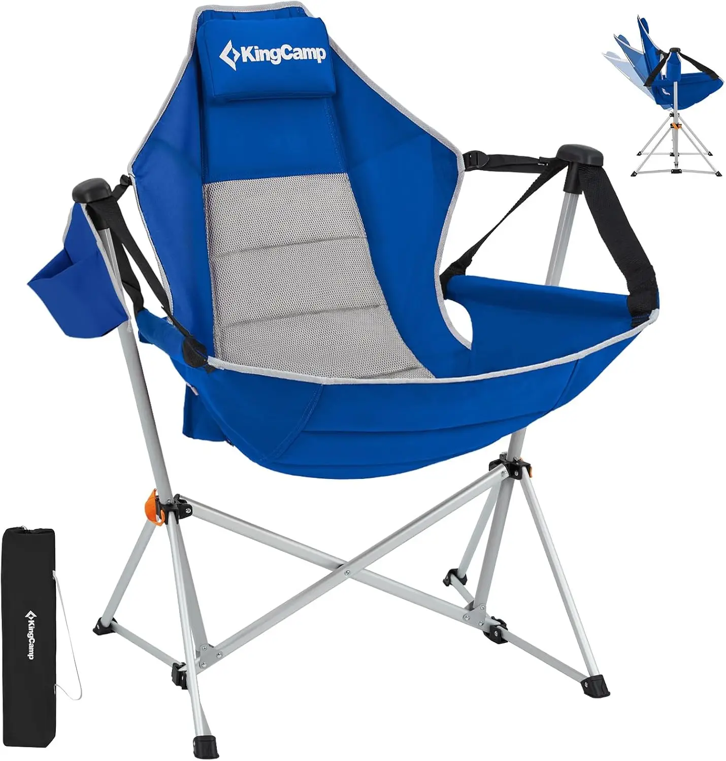 

Hammock Camping Chair Swinging Rocking Chair for Adults Lawn Beach Portable Folding Chair with Adjustable Back Support Carrying