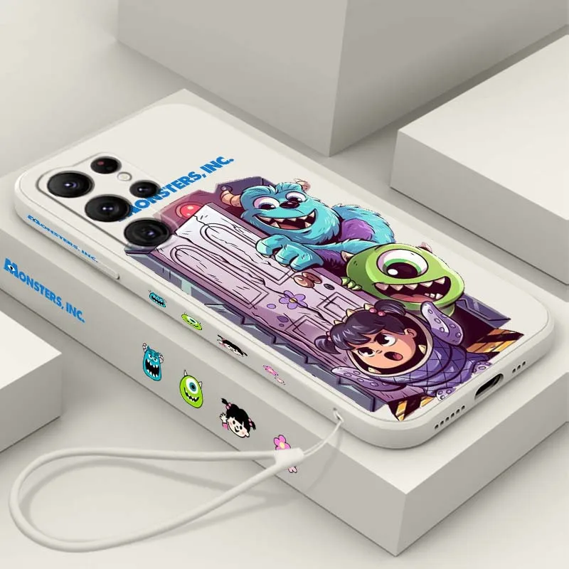 Monster Power Company Cute For Samsung Galaxy S25 S24 S23 S22 S21 S20 Ultra Plus FE 5G Liquid Left Rope Cover Phone Case - Image 5