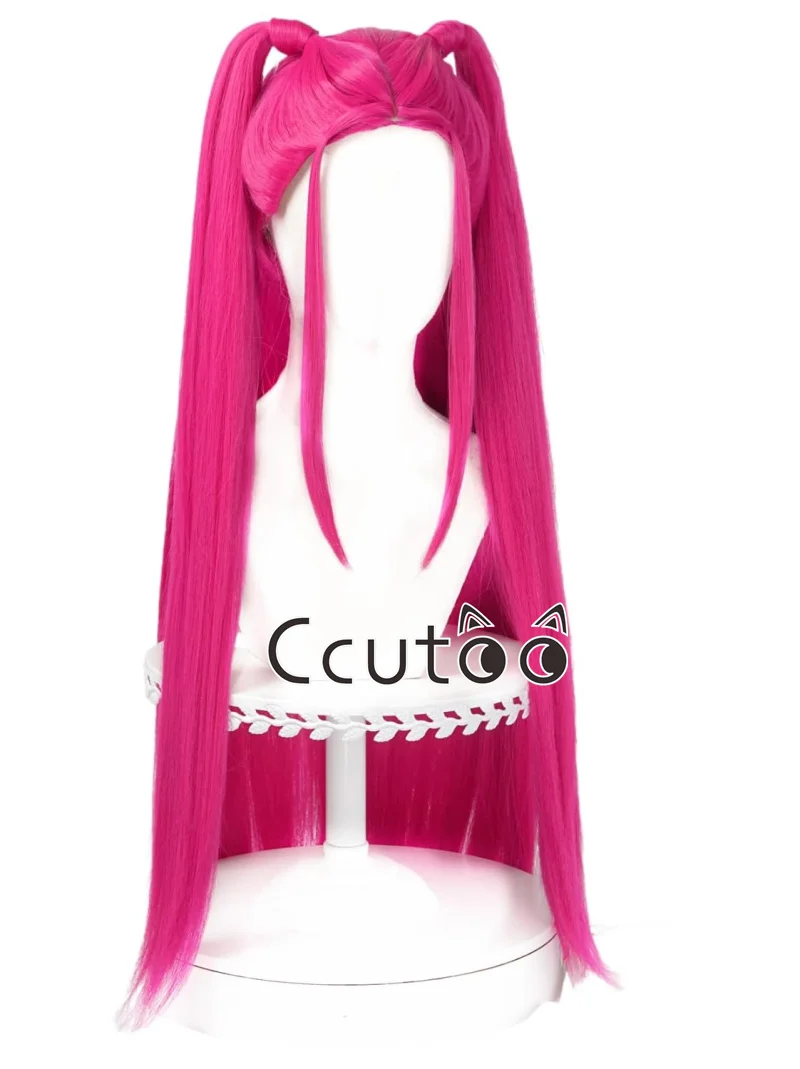 Kpop Huntrix Mira شعر مستعار تأثيري حفلة الهالوين شيطان ملحق الصيادين ارتفع الأحمر طويل مستقيم الشعر الاصطناعية #2