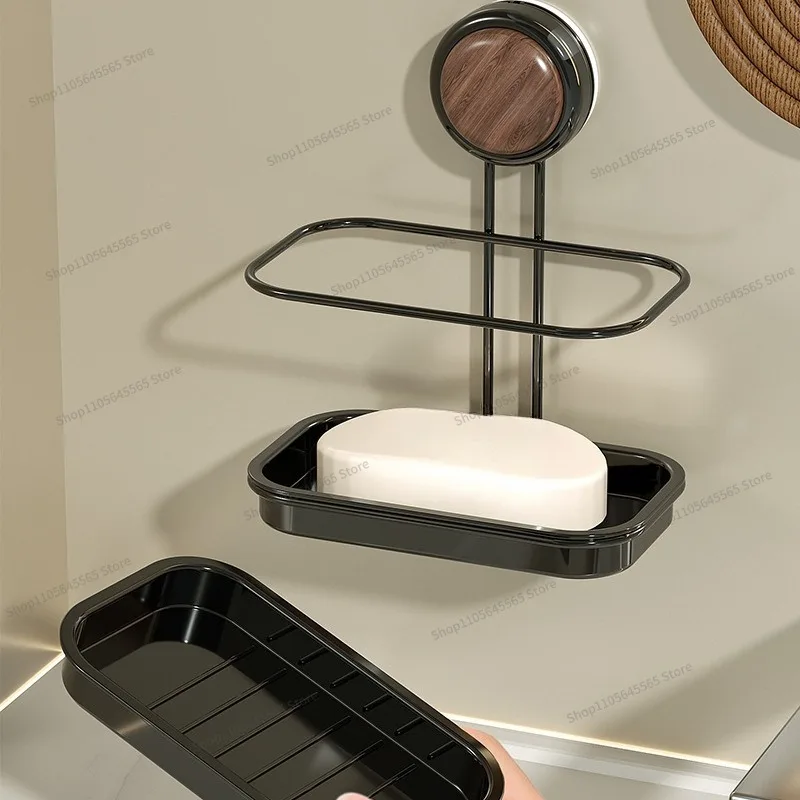 For Walnut Household Drain Soap Box Wall Mounted Non Perforated Bathroom Soap Rack