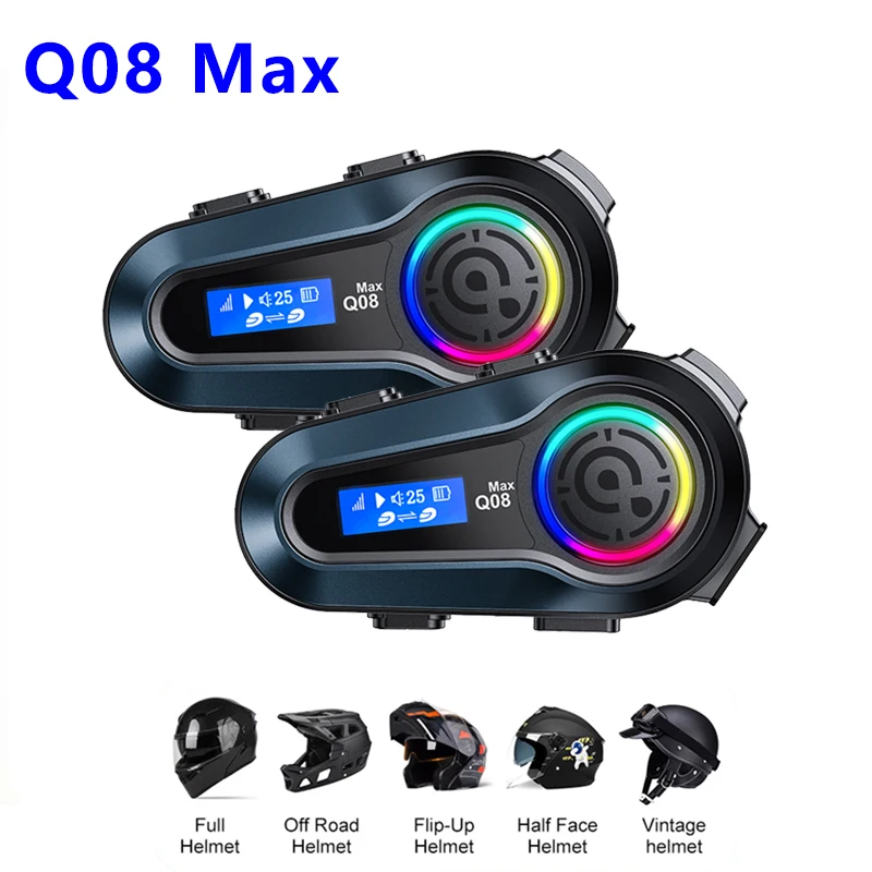 

Q08 Max Motorcycle Helmet Bluetooth Intercom Summer Distance 500 LCD HD Digital DisplayMeters Music Sharing Intercom