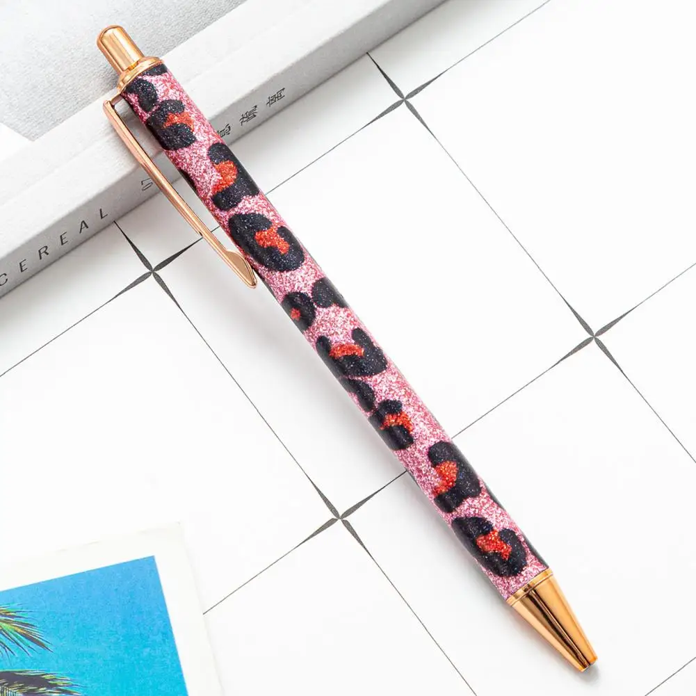 1.0mm Ballpoint Pen Fluent Write Leopard Print Metal Student Exam Stationery Pen for Office