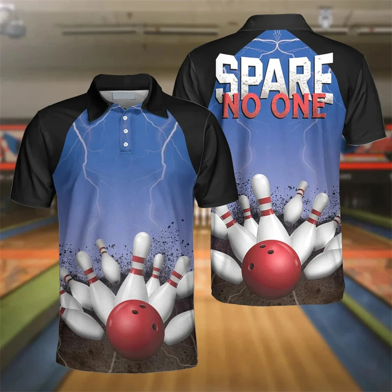 Bowling Ball Team 3D Printed Polo Shirts For Men Clothes Ninepins Player POLO Shirt Skittles Jersey Casual Sport Club Men Tops