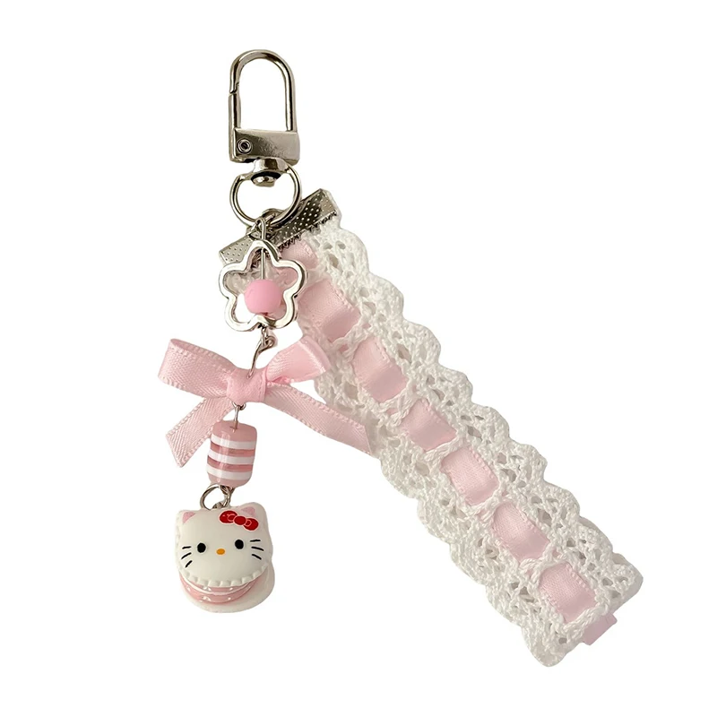 Kawaii Sanrio Pink Hello Kitty Keychain Girl Bag Mobile Phone Pendant Charm Birthday Gift CCD Camera Pendant Accessories