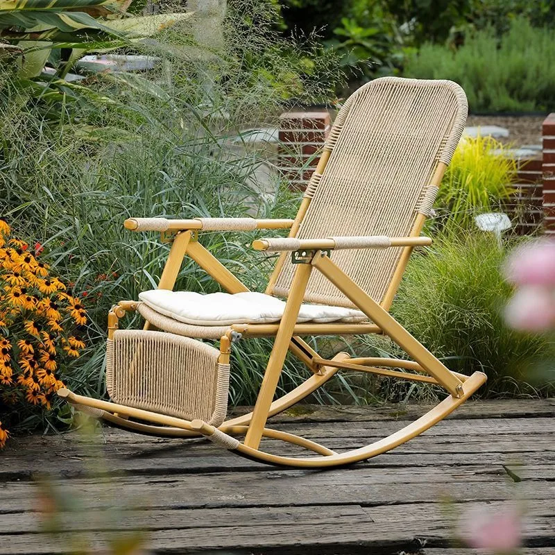 Rocking chair recliner lunch break balcony outdoor courtyard rattan rocking can sit and lie down leisure chair