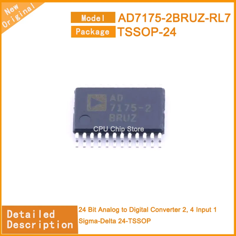 

5Pcs/Lot New Original AD7175-2BRUZ-RL7 AD7175-2BRUZ 24 Bit Analog to Digital Converter 2, 4 Input 1 Sigma-Delta 24-TSSOP