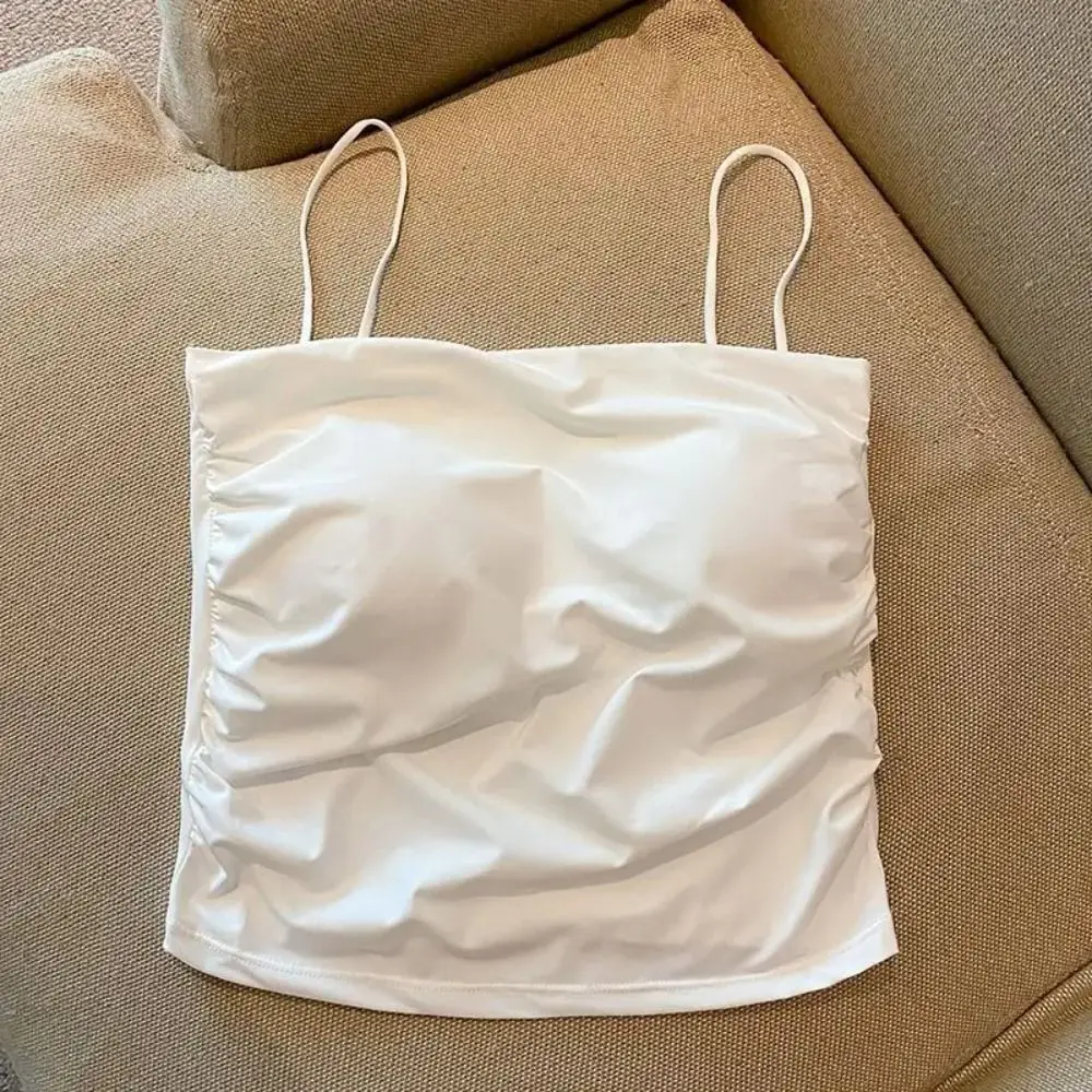 Sexy Square Collar Women's Vest Fixed Cup with Breast Pads Camisole Wrapped Breast Anti-light Slim Back Slim Sling Women/Girls