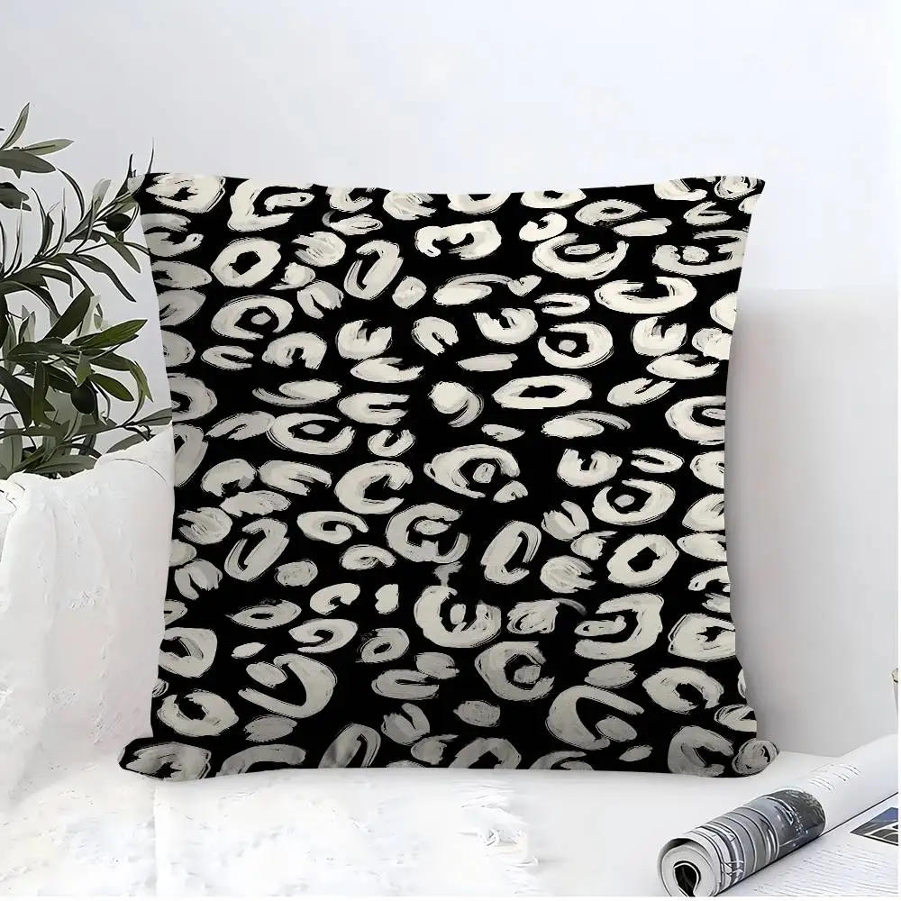 أسود أبيض مجردة النقاط المخدة تون هدية غطاء الوسادة غرفة نوم المنزل أريكة كرسي مقعد ديكور كيس وسادة #3