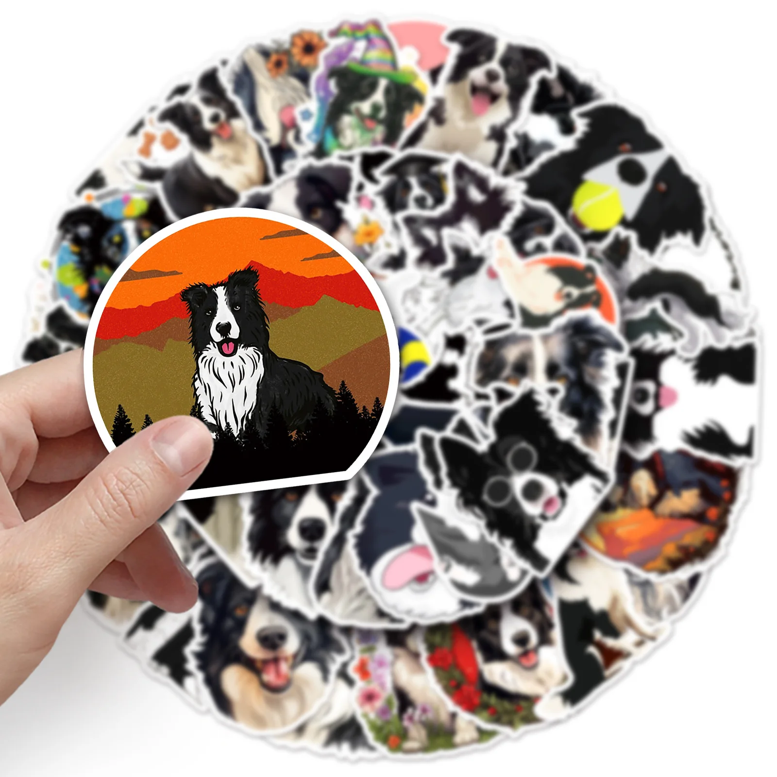 

10/50PCS Cute Border Collie Animals Sticker Kawaii Dog Cartoon Stickers for Kid Travel Luggage Scrapbooking Graffiti Decals