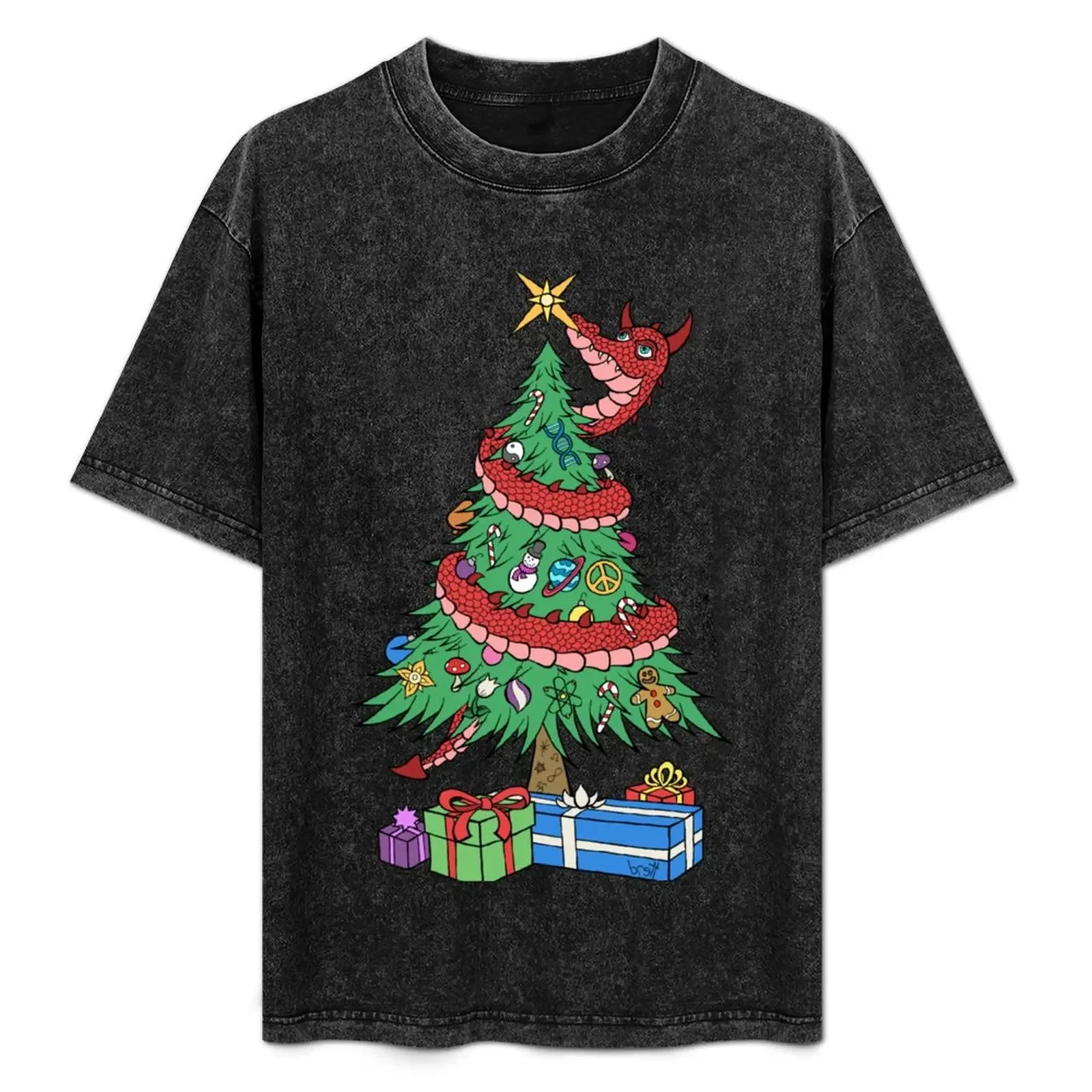 

Dragon Xmas Tree T-Shirt for a boy Personalized t-shirt kawaii clothes graphic t shirt vintage funny t shirts men