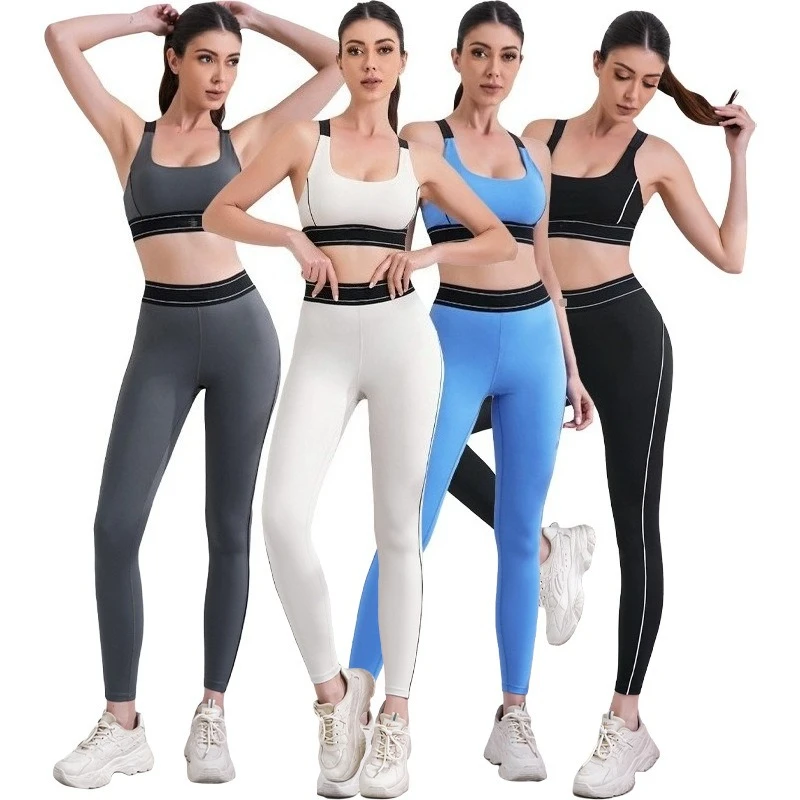 

Женский комплект из 2 предметов для фитнеса, майка без рукавов, узкие леггинсы, одинаковый комплект, лето 2021, осенняя спортивная одежда, спортивные костюмы