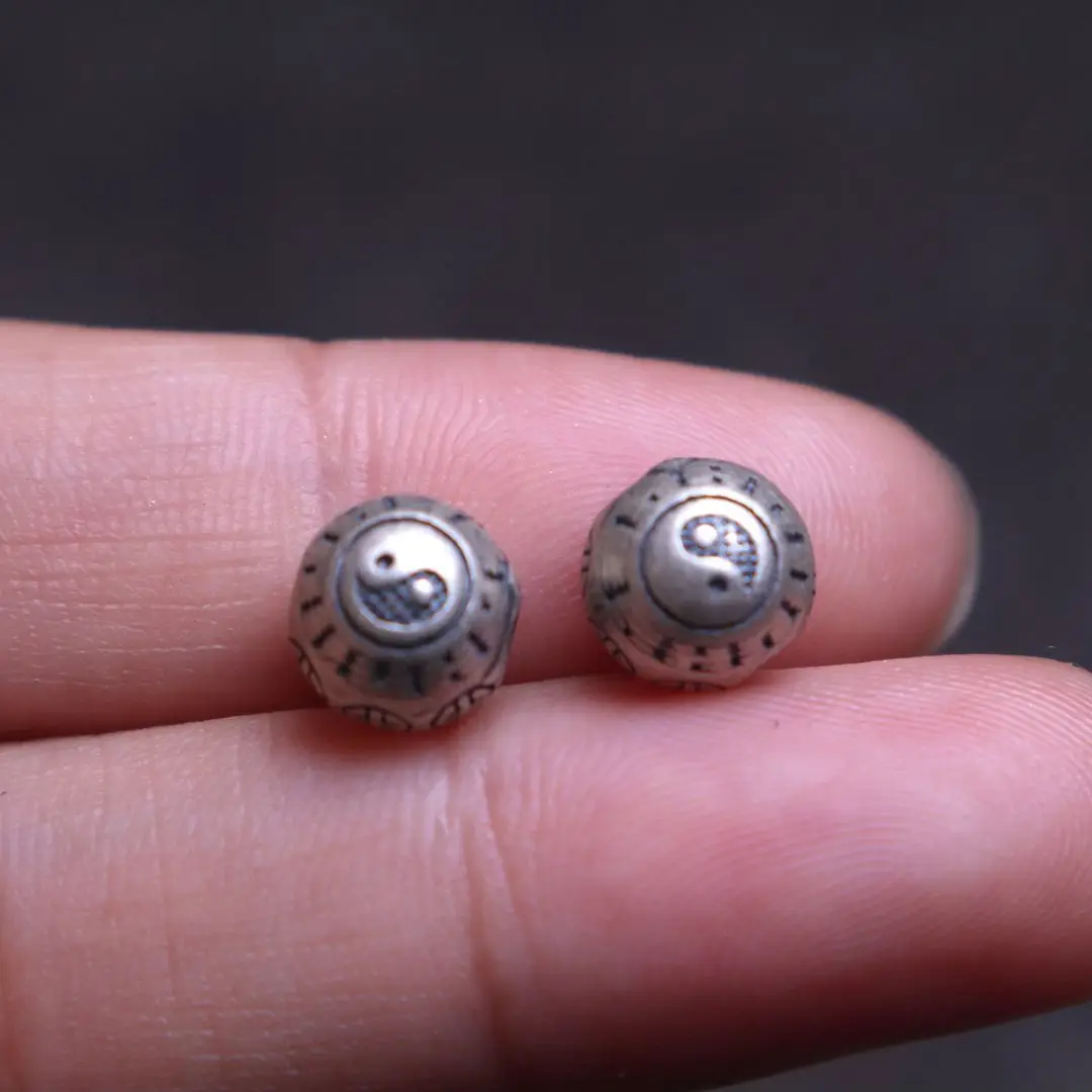 Vintage Chinese Style Yin Yang Bagua 925 Sterling Silver Lucky Blessing Spacer Beads For Diy Bracelet Necklace Jewelry Making