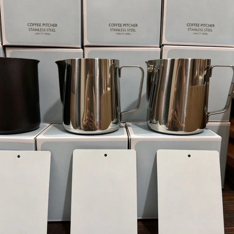 304 Stainless Steel Latte Milk Frothing Pitcher with Pointed Spout Professional Coffee Milk Foam Cup for Barista