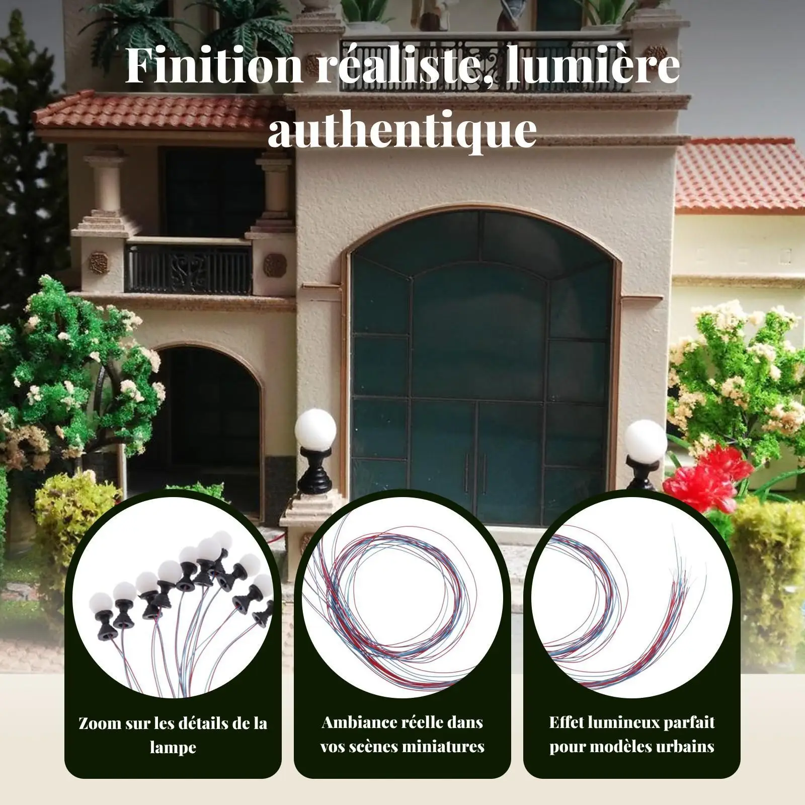 10 قطعة المنمنمات LED ضوء قطار السكك الحديدية شارع عمود الإنارة المشهد