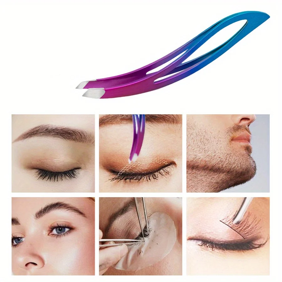 Pinzette di precisione in acciaio inossidabile Strumento per la depilazione del viso per la toelettatura della barba e delle sopracciglia, essenziale per truccatori professionisti