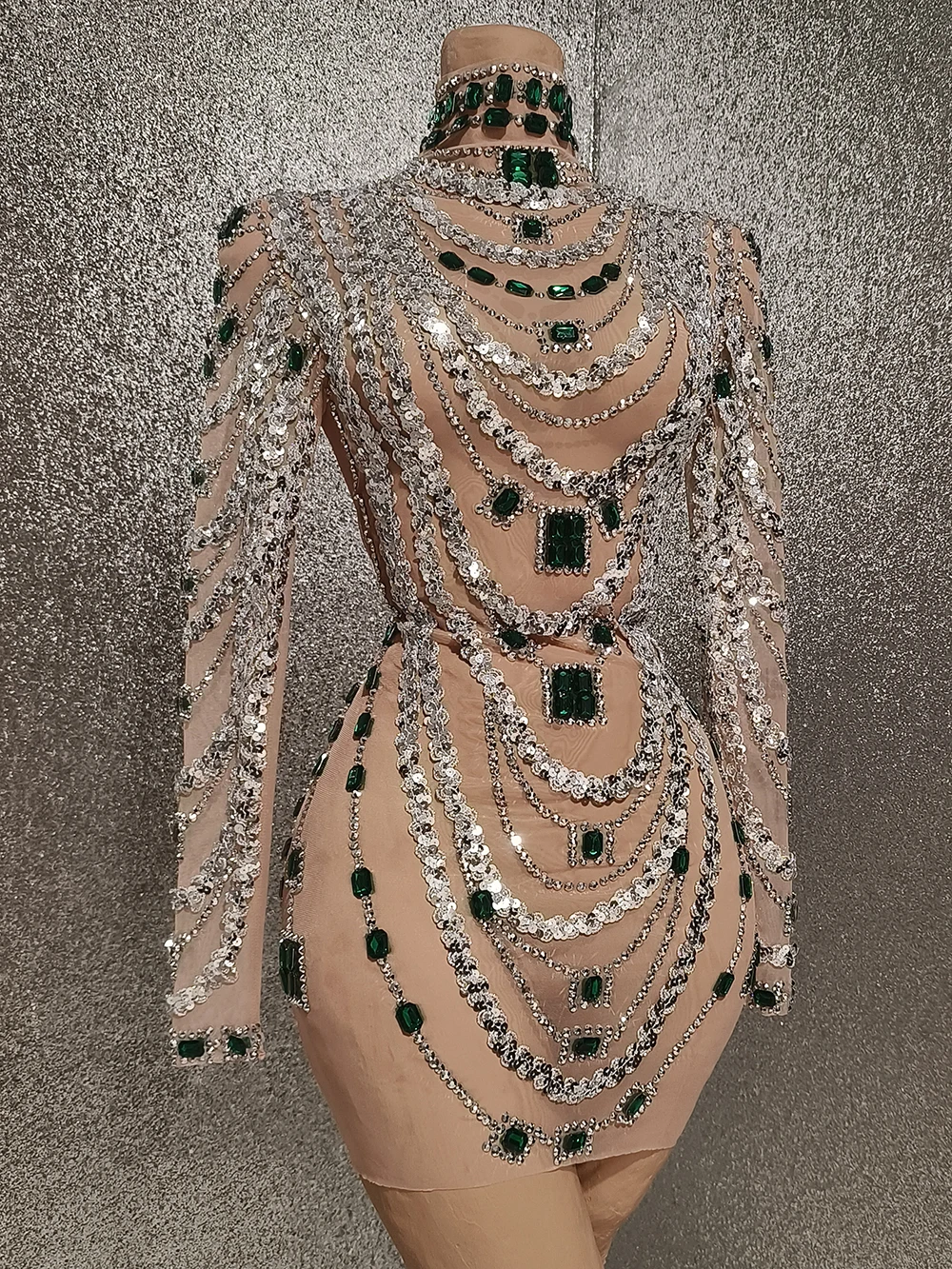 Bixi الفاخرة سباركلي الماس فساتين لحضور الحفلات الموسيقية طويلة الأكمام فستان قصير المرأة مساء فستان حفلة عيد ميلاد مثير ملهى ليلي بار الكرة ثوب