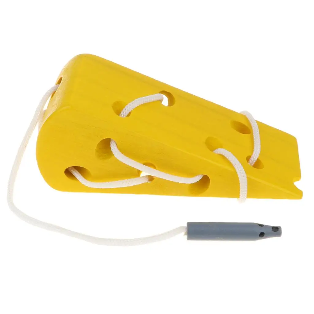 Rompecabezas Montessori de inteligencia infantil, juguete de queso de madera, juego de cordones para enhebrar