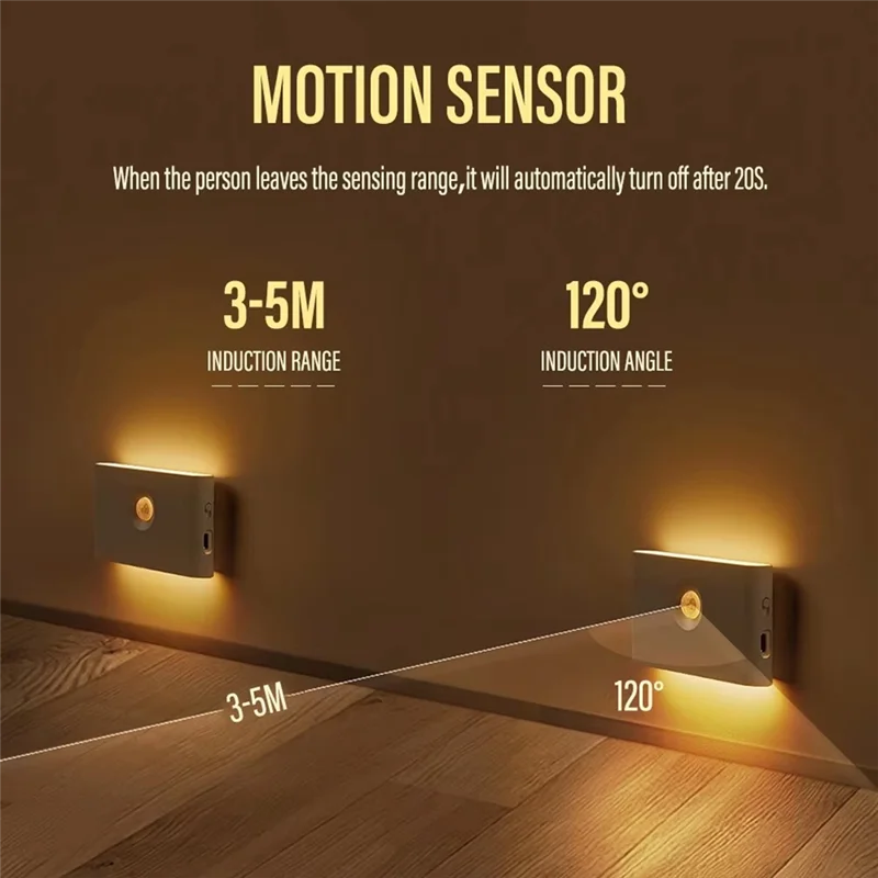 LICE-LED Sensor Inteligente Luz Noturna Carregamento USB Sensor de Movimento Luz de Parede Para Quarto Corredor Armário Iluminação