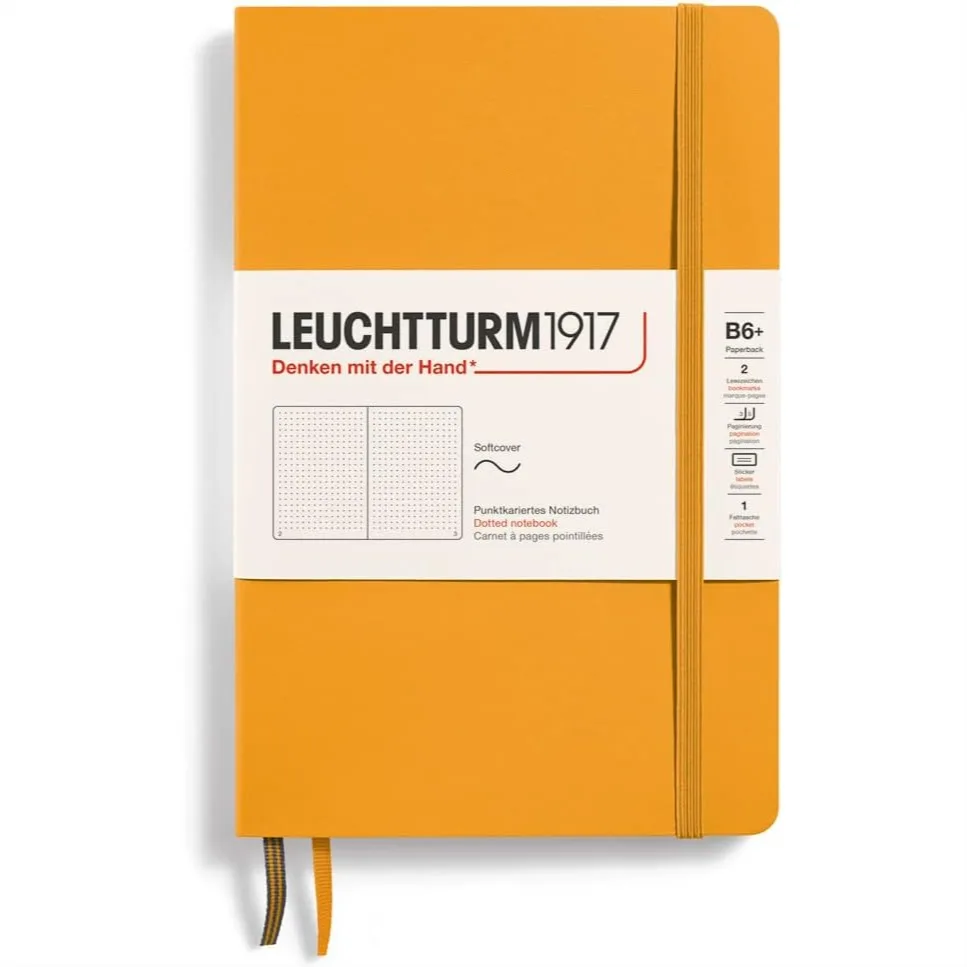 

B6+ Softcover Notebook with 123 Numbered Pages for Writing Journaling Dotted Rising Sun