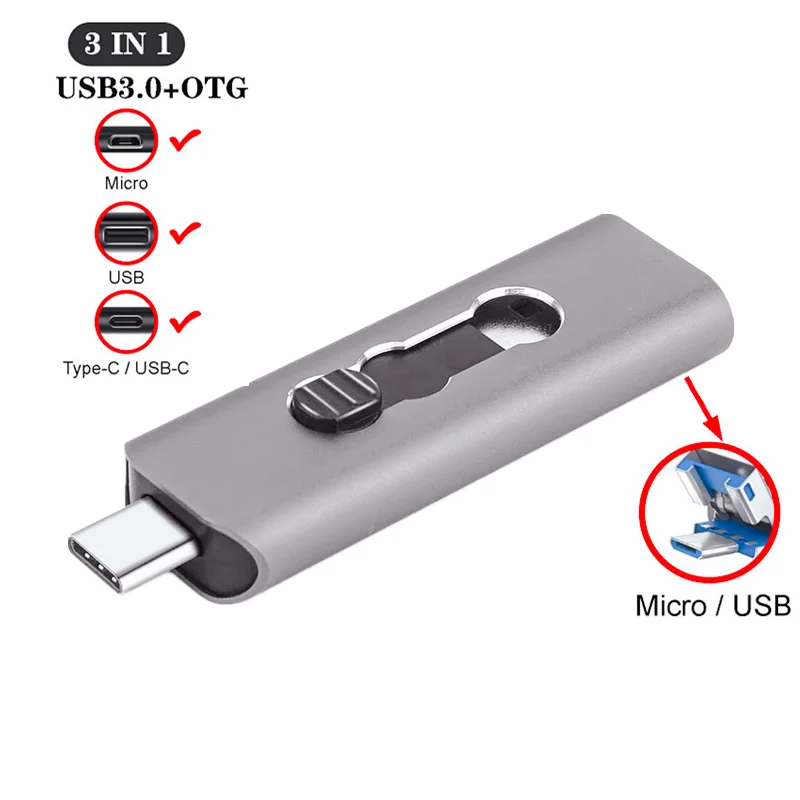 OTG USB3.0 Flash Drive 64GB Memory Stick For Type C 256GB Pendrive 64GB 32GB 16GB 128GB 512GBFor Android/PC Pen Drive