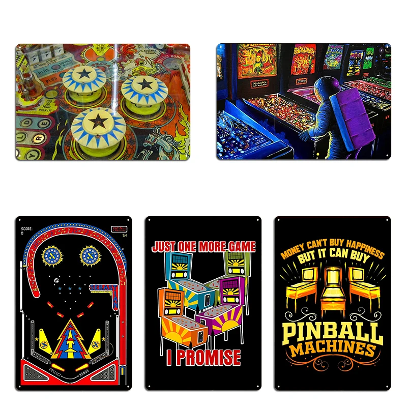 Pinball Macine Arcade Game Cool retro pinball arcade machine Pinball Wizard in space Metal Bar Wall Living Room Tin Sign Poster