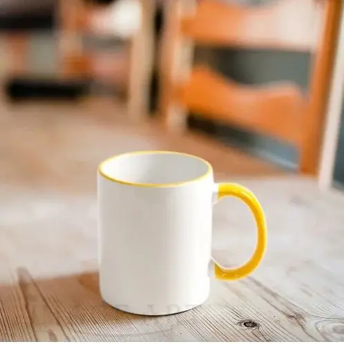 Blank Ceramic Mug with Color Handle, for Sublimation