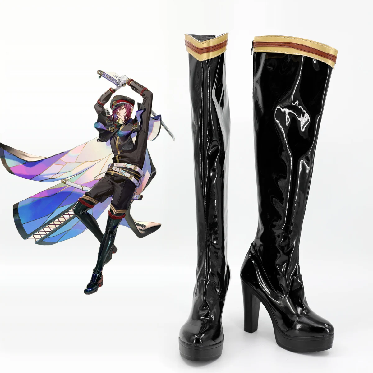 

Сапоги для косплея Touken Ranbu Omokage, черные туфли на высоком каблуке, индивидуальный заказ