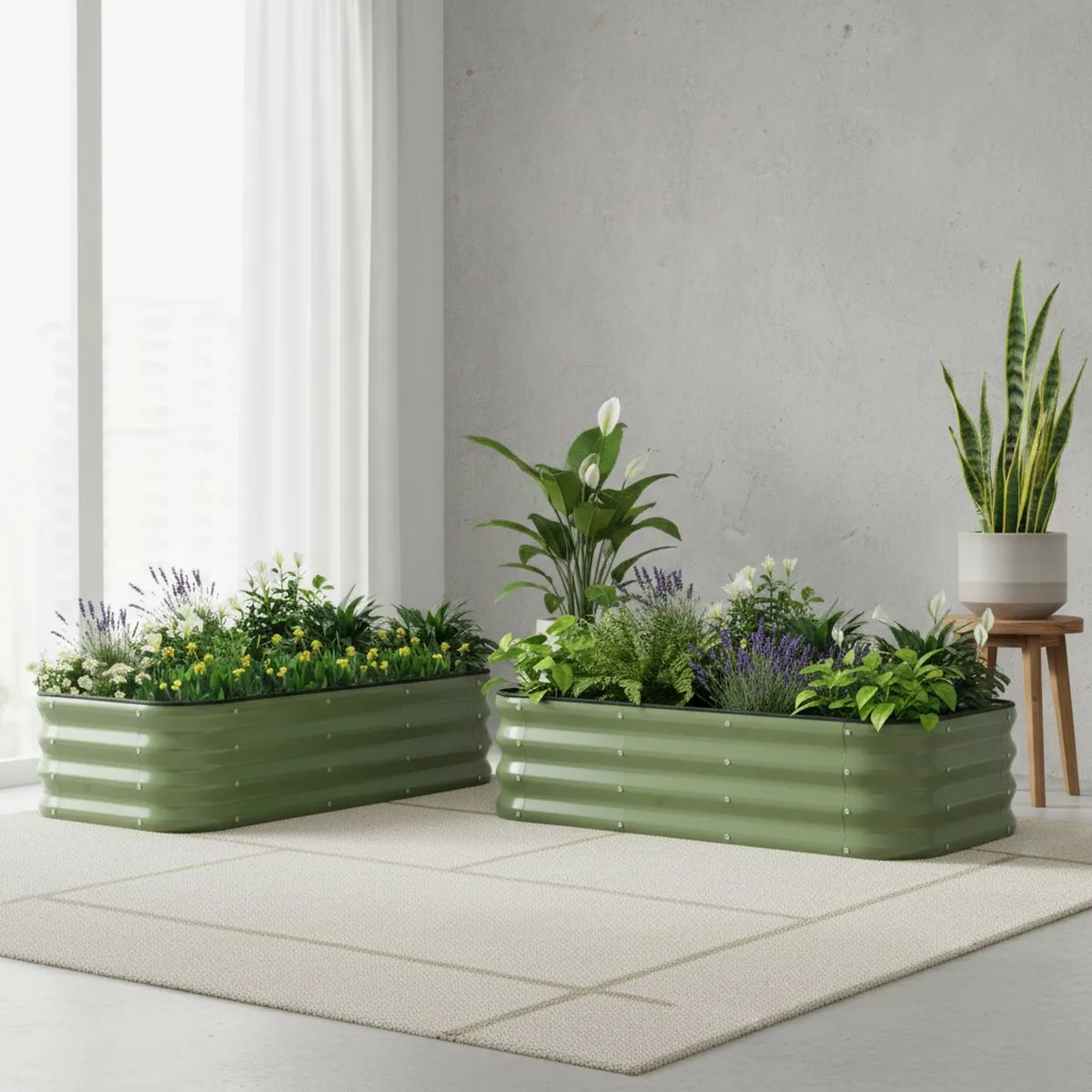 Galvanized Metal Raised Garden Bed 4x2x1ft 2 Pack Outdoor Planter Vegetable Flower Herb Growing Container