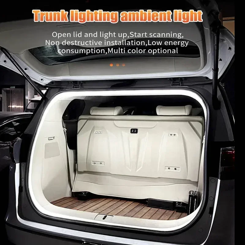 Car high brightness trunk lighting ambient light interior decoration LED wiring free automatic sensing tailgate light strip