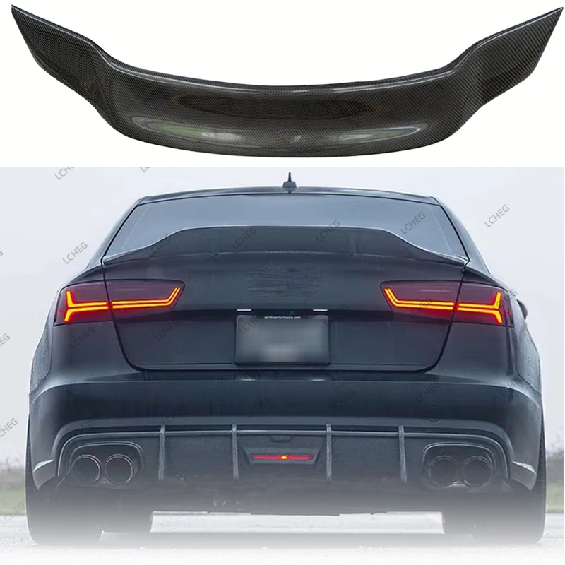 ل 2012 -2018 أودي A6 S6 C7 ألياف الكربون الخلفي سبويلر الجذع الجناح GT R نمط جودة عالية مادة ألياف الكربون الحقيقية المفسد #6