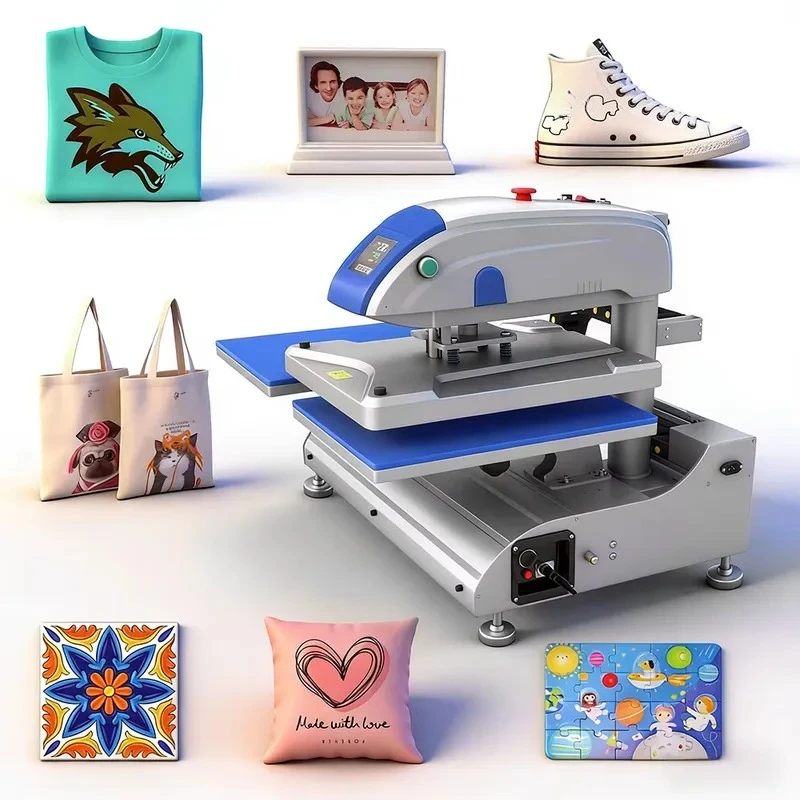 Dual Platen Electric Professional Heat Press Machine for 16x20 Automatic LCD Control Multi-Voltage 0-399C