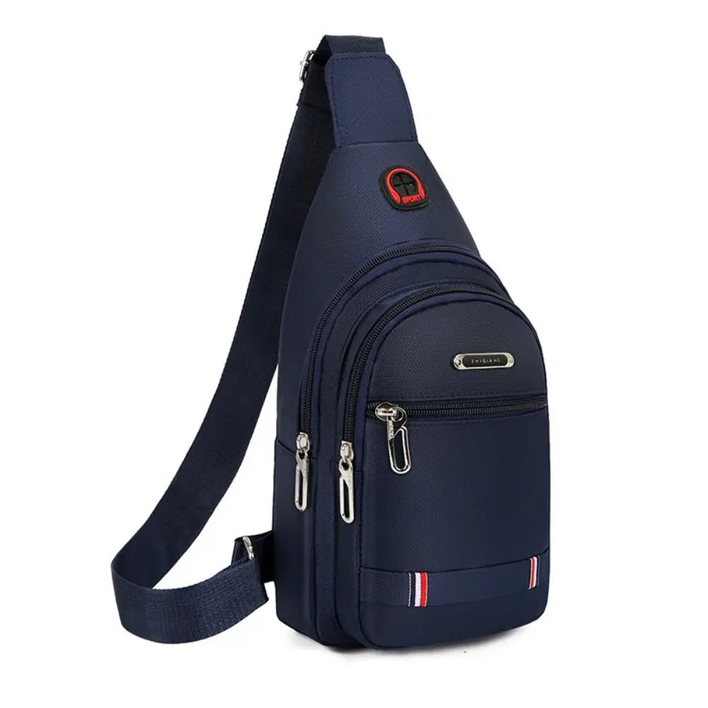 

Casual Men Sling Bag Crossbody Shoulder Bag Sling Chest Bag Outdoor Travel Sports USB Charge Port Oxford Cloth 3 Zipper Bag 2026