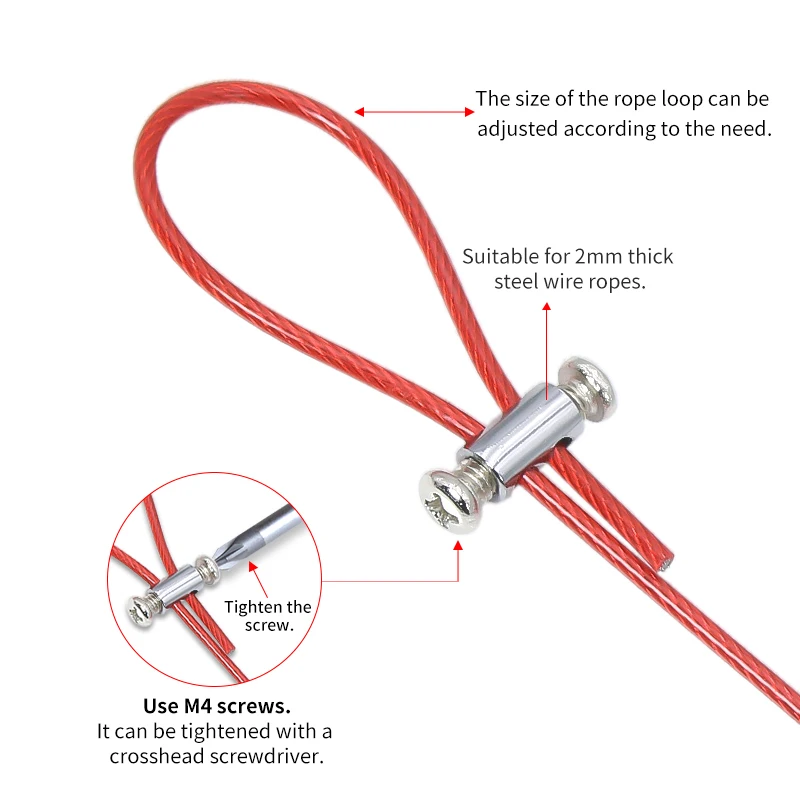 4 Pieces of 2mm Adjustable PVC Cable Rope Kit, Cable Fastener That Can Hang Advertising Boards, Pictures, and Paintings