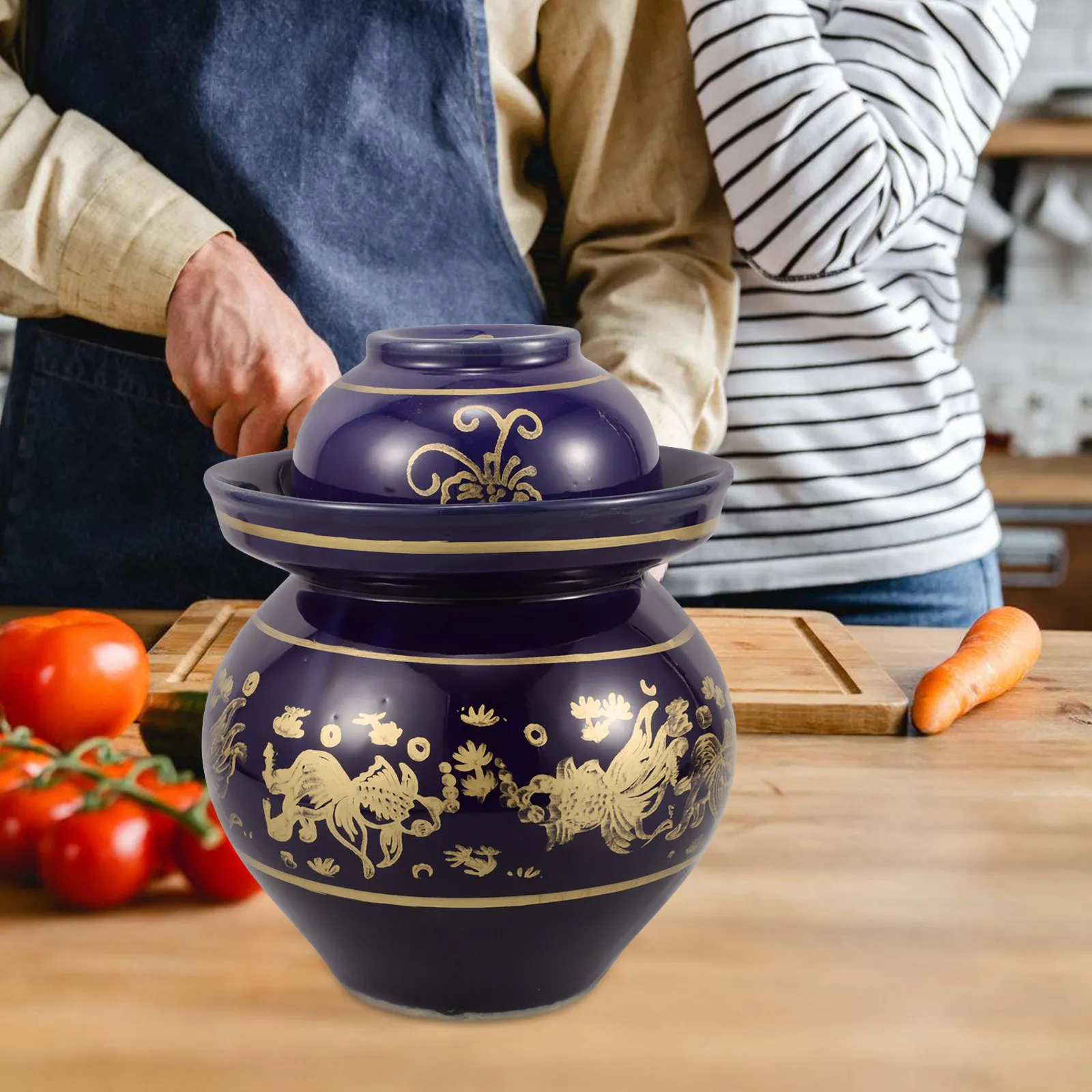 

Утолщенная керамическая банка с герметичной крышкой для солений, овощей, кимчи, домашнего использования, декоративный кухонный инструмент