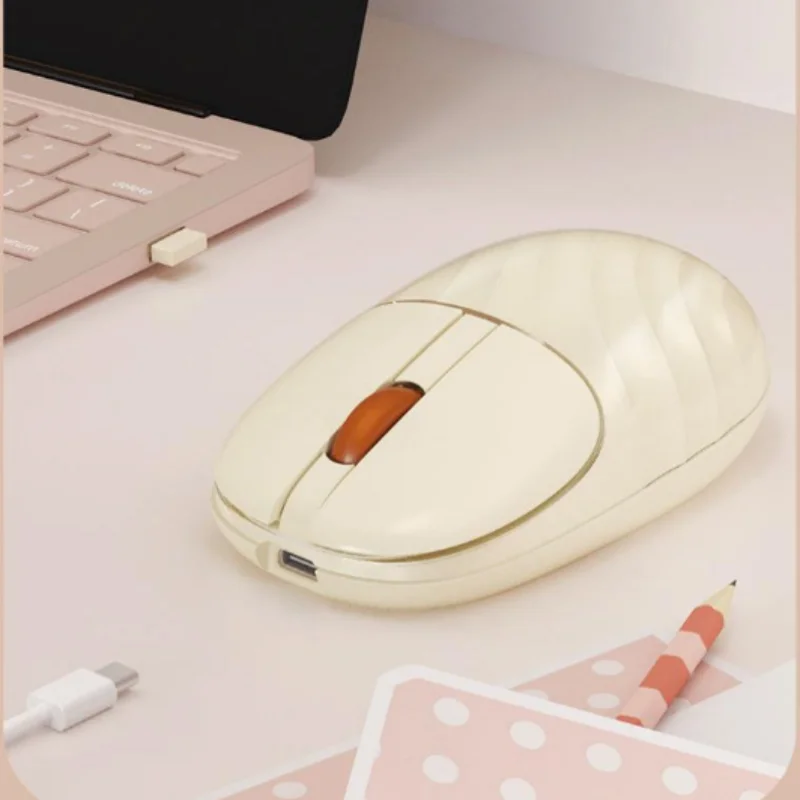 Water Ripple Wireless Bluetooth 2.4g Mouse 1200dpi Type-C Interface Silent Female Rechargeable Desktop Laptop Optical Mouse
